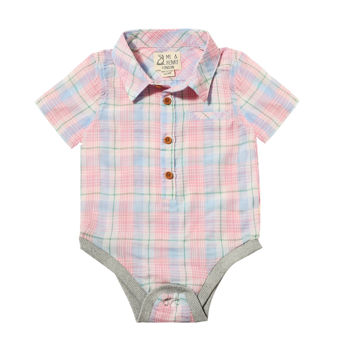 Pink & Blue Plaid Onesie