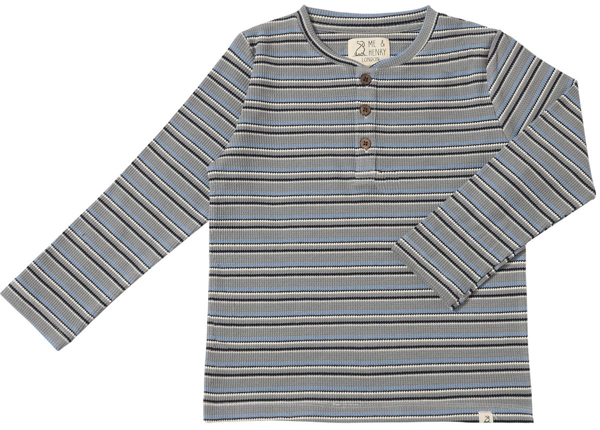 Grey & Blue Striped Henley