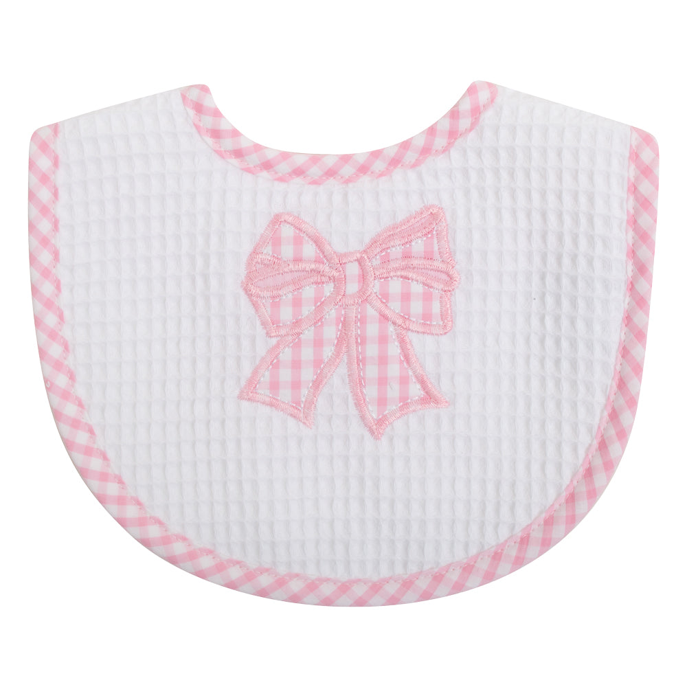 Pink Bow Appliqued Bib