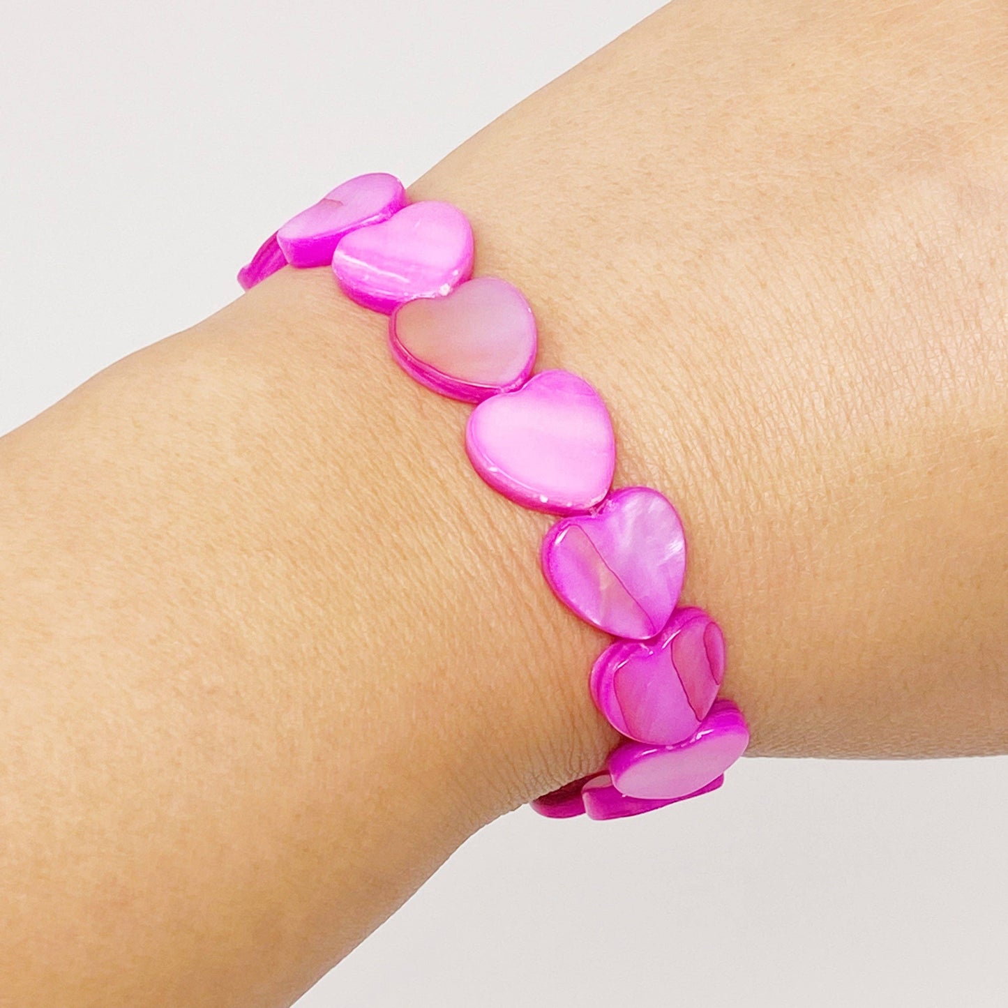 Shelly Heart Stretch Bracelet: Cream