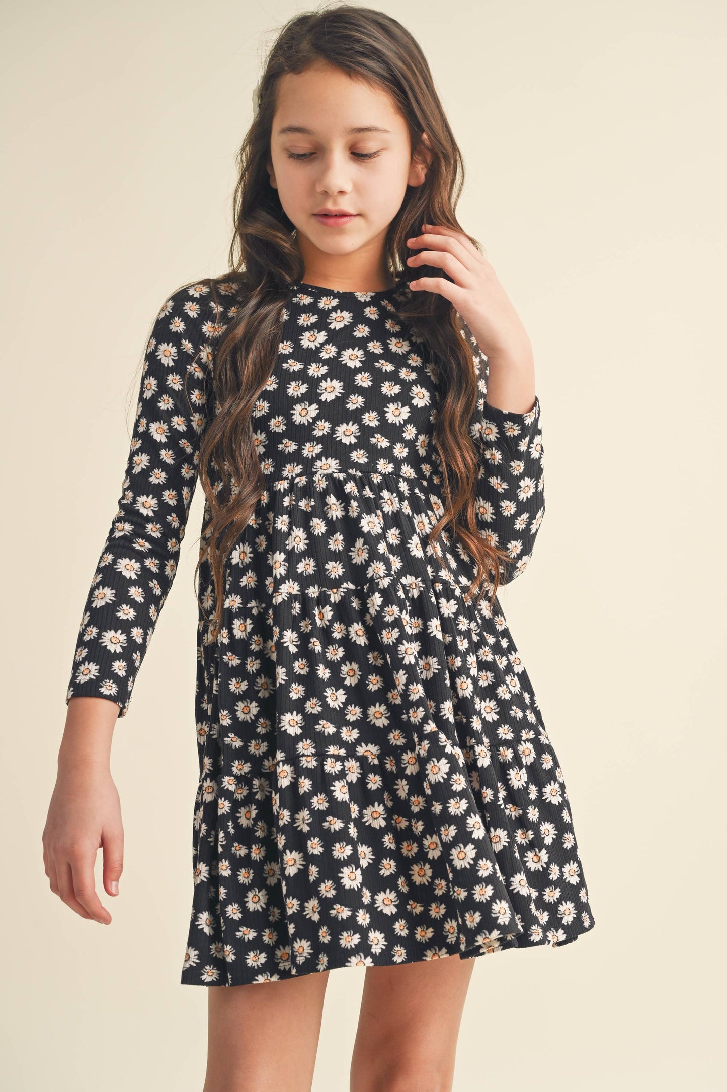 Long-Sleeved Tiered Dress