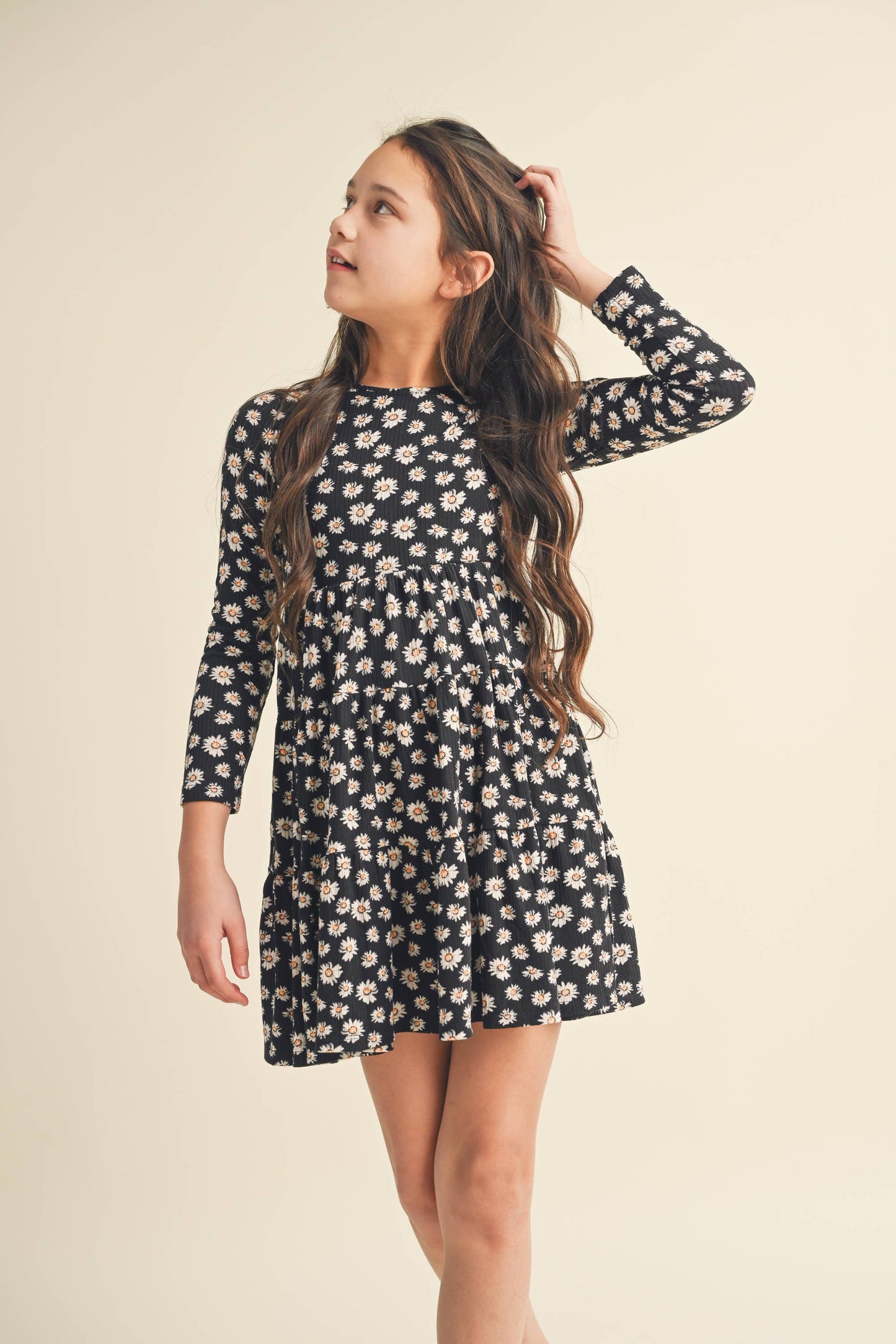 Long-Sleeved Tiered Dress