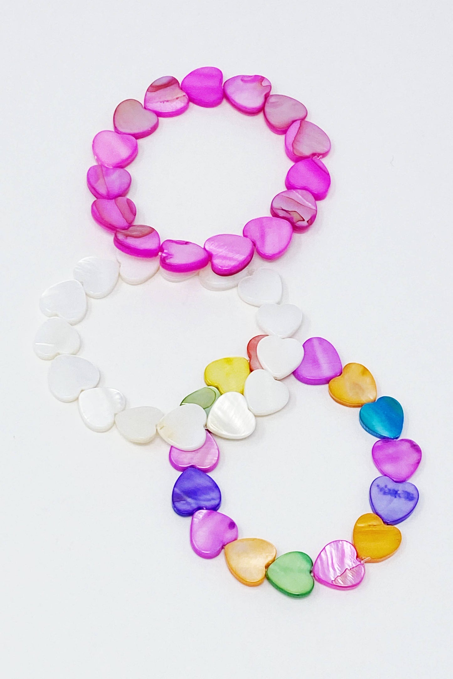 Shelly Heart Stretch Bracelet: Cream