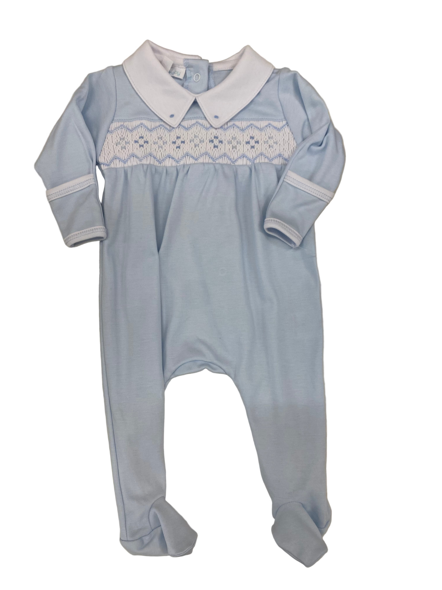 Emily and Ethan Smocked Collared Boy Footie