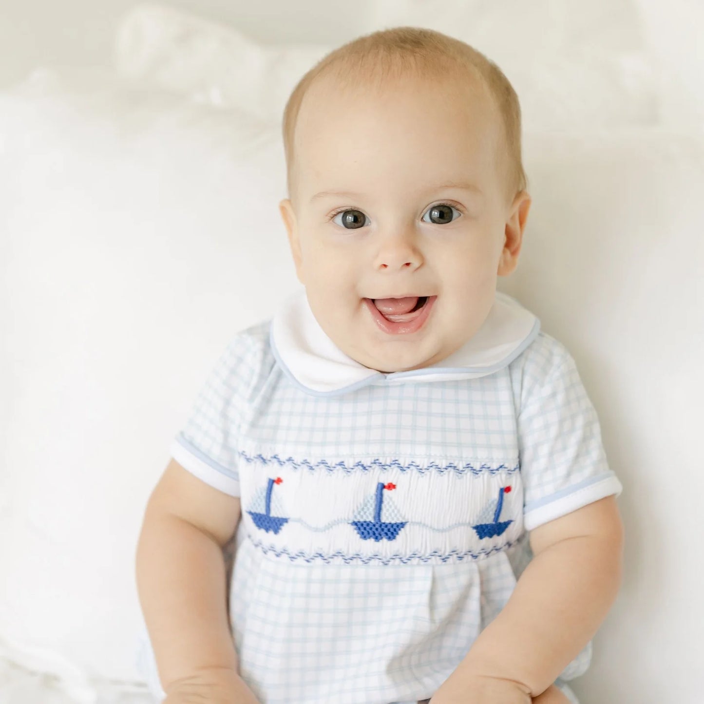 Ahoy Smocked Collared Bubble