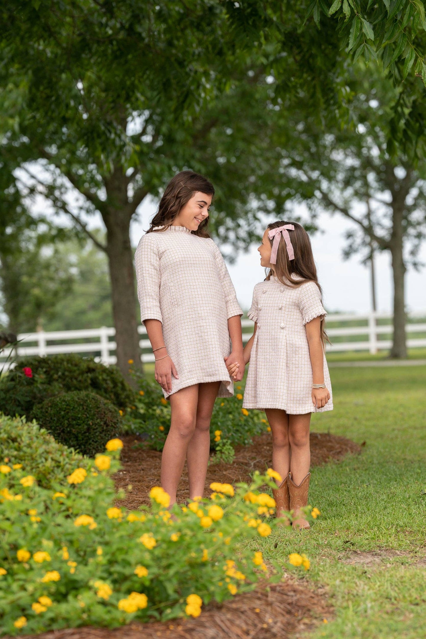 Pink Brown Tweed Kid's Dress