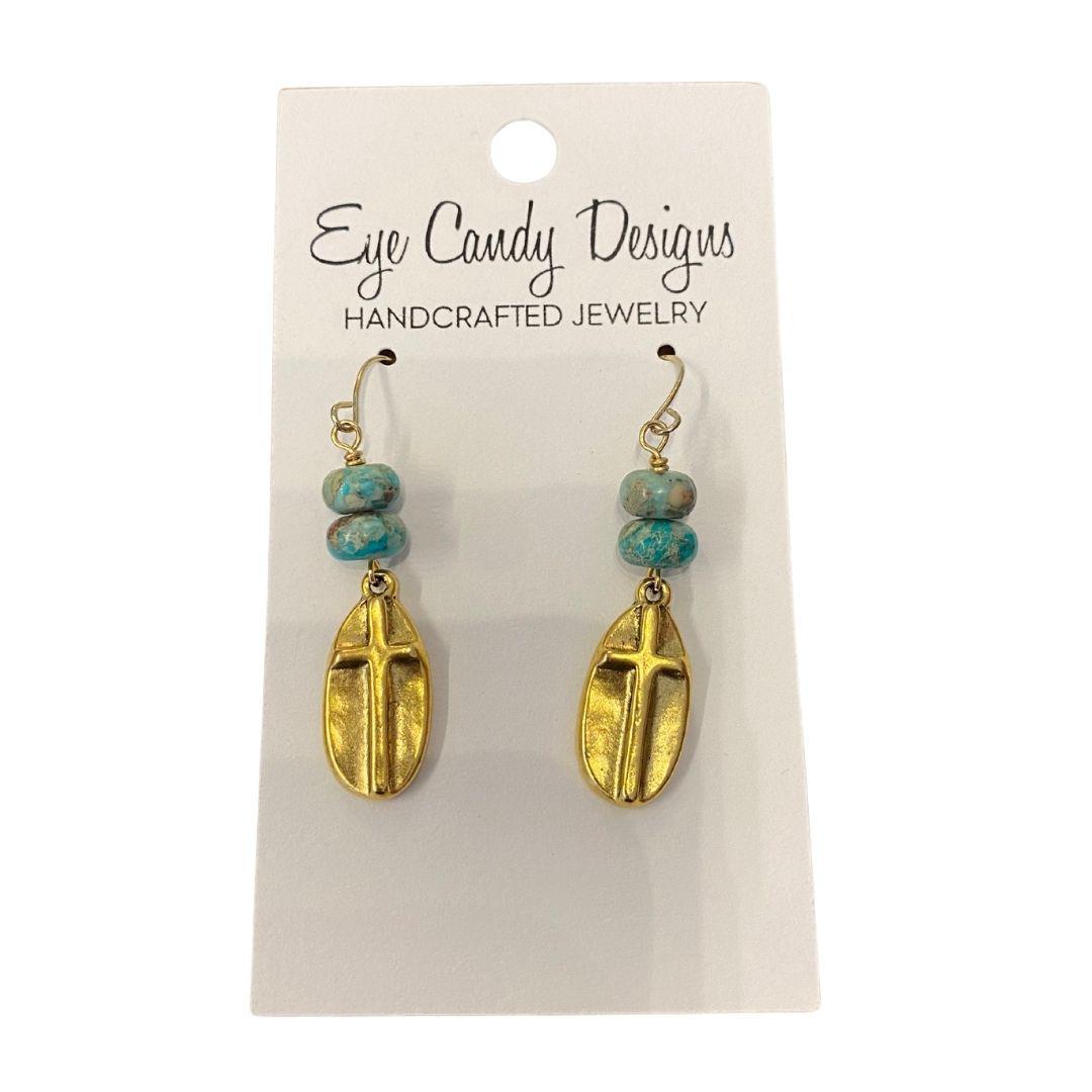 Turquoise Cross Earrings