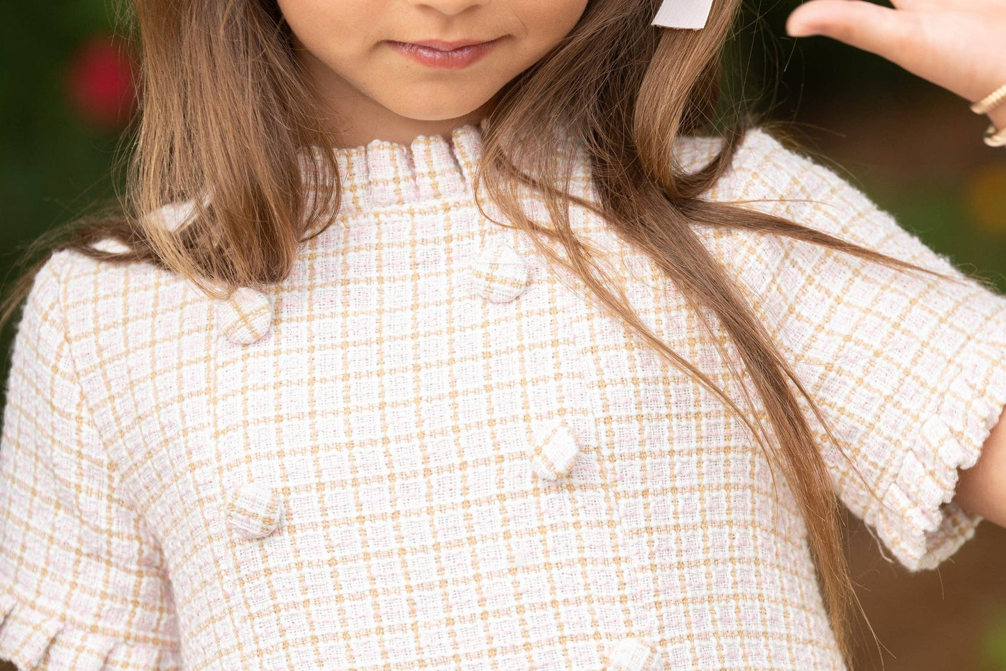Pink Brown Tweed Kid's Dress