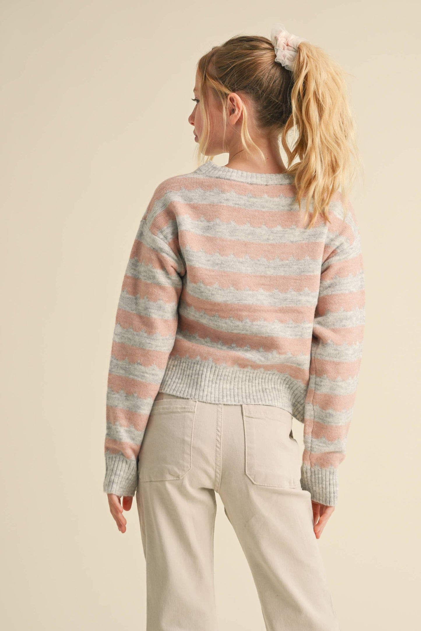 Tween Girls Striped Crew Neck Sweater