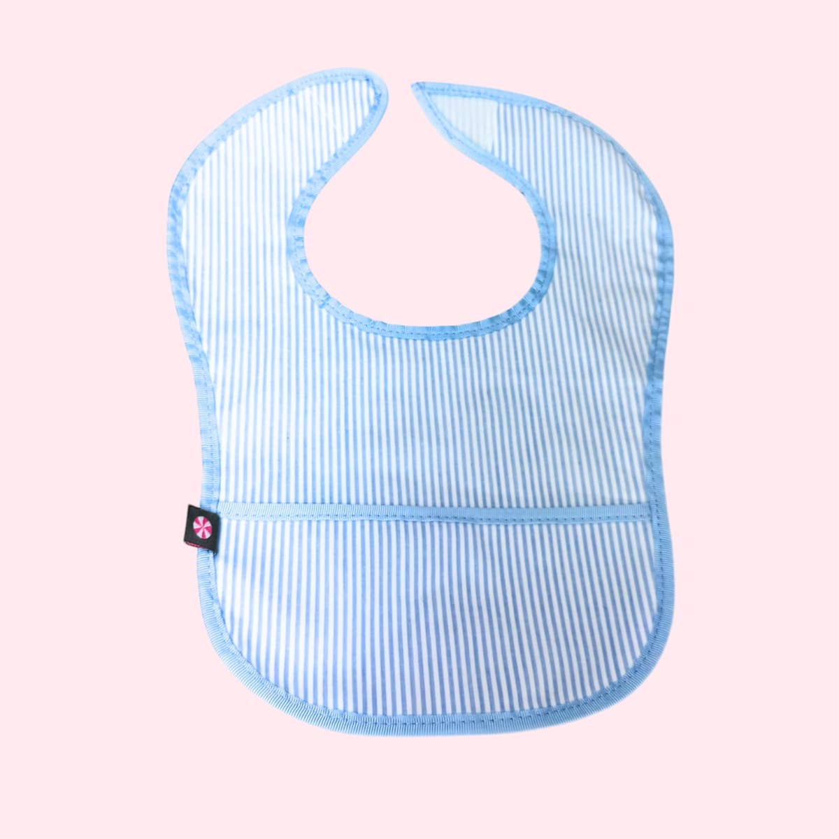Baby Blue Preppy Stripe Wipeable Bib
