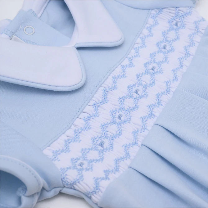 Hazel and Hudson Smocked Collared Footie