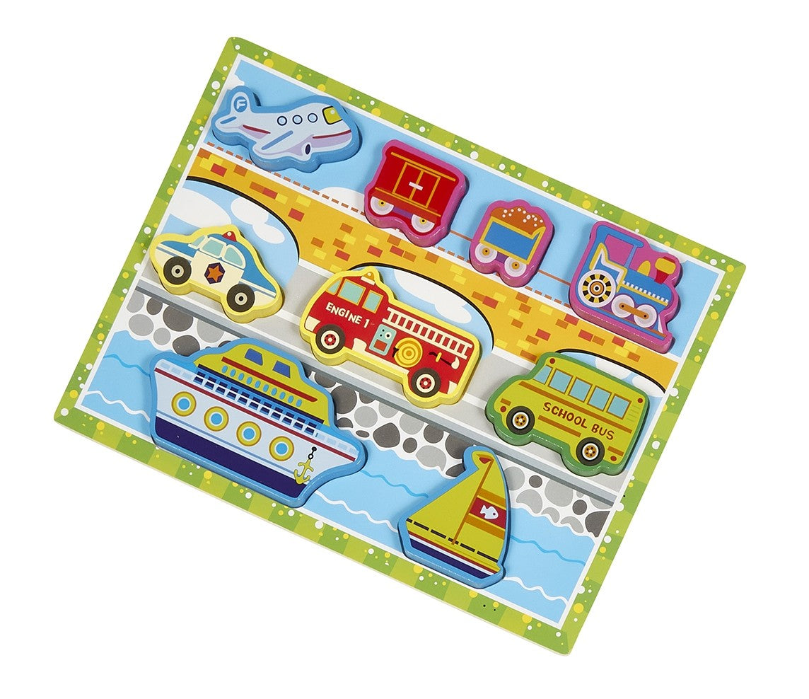 Boats, Trains, & Cars Wooden Puzzle