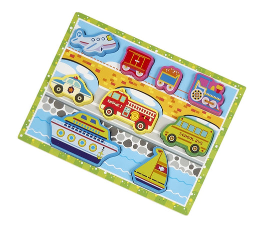 Boats, Trains, & Cars Wooden Puzzle