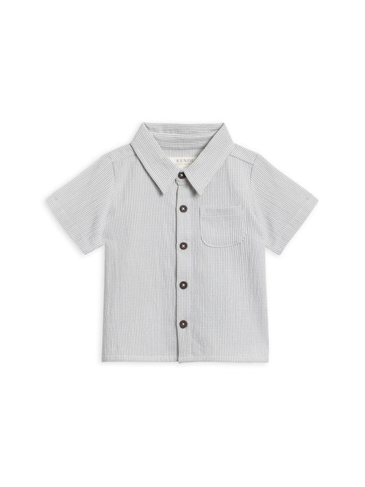 Organic Shore Stripe Seersucker Button Down