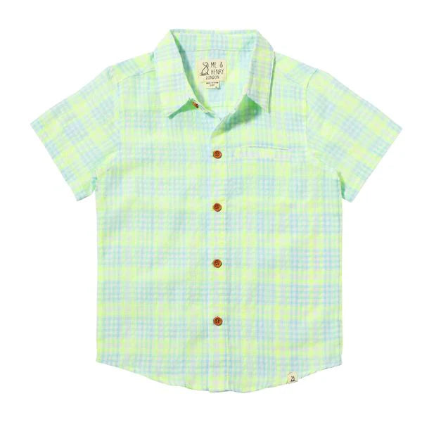 Neon Green Plaid Polo