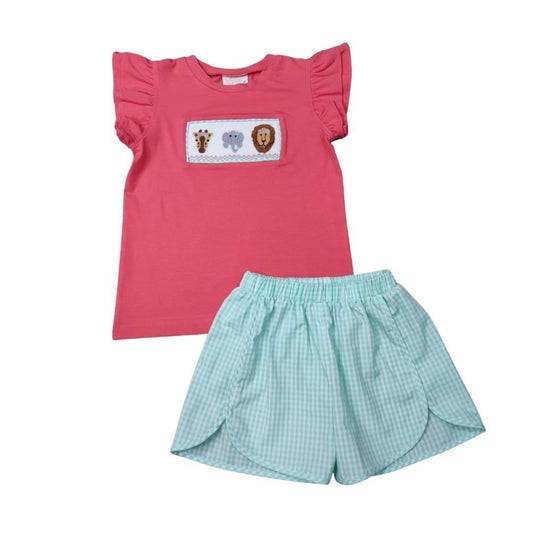 Safari Smocked Flutter Sleeve Short Set