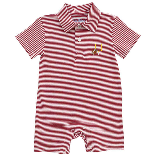 Game Day Polo Romper - Crimson