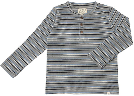 Grey & Blue Striped Henley