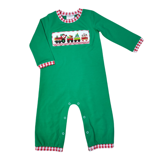 Santa's Train Smocked Romper