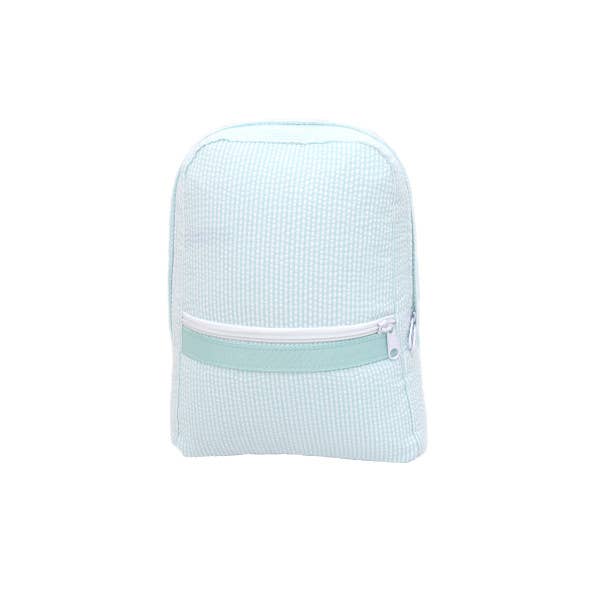 Mint Seersucker Small Backpack