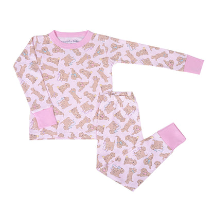 Golden Pup Pink Long Pajamas