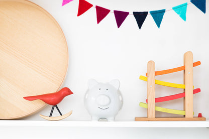 Gray Polka Dot Piggy Bank