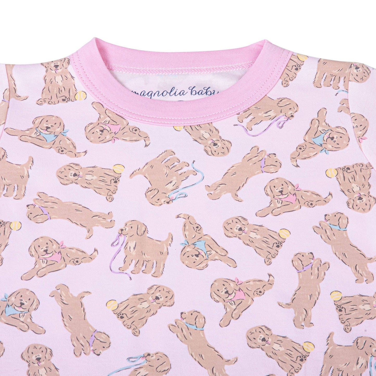 Golden Pup Pink Long Pajamas