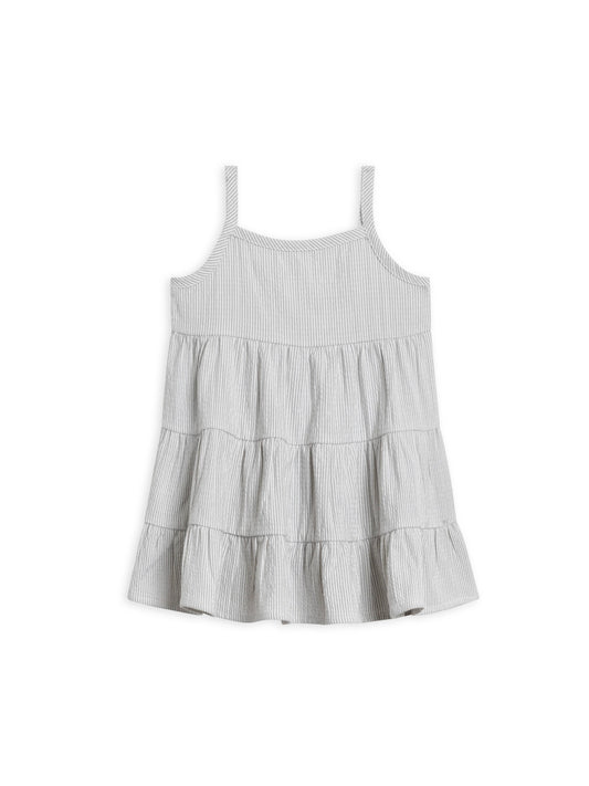 Organic Shore Stripe Seersucker Tiered Dress