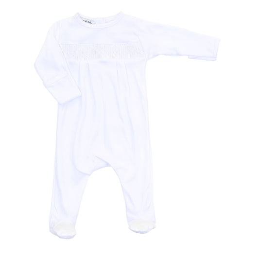 Solid Essentials White Smocked Footie