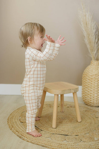 Burnt Orange Plaid Zippy Romper