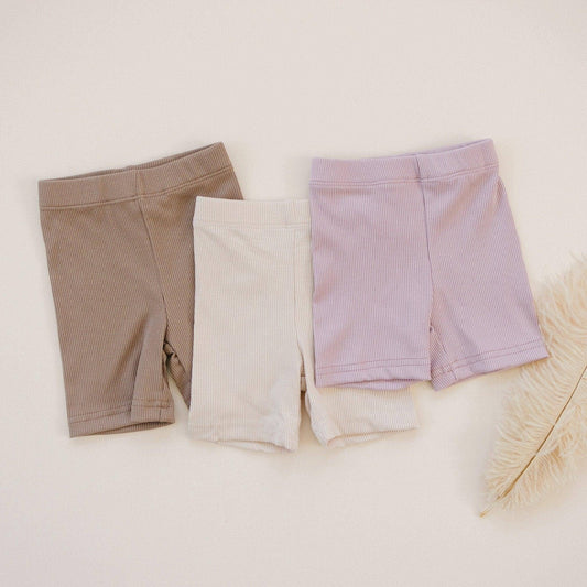 Ribbed Bamboo Bike Shorts: Oatmeal