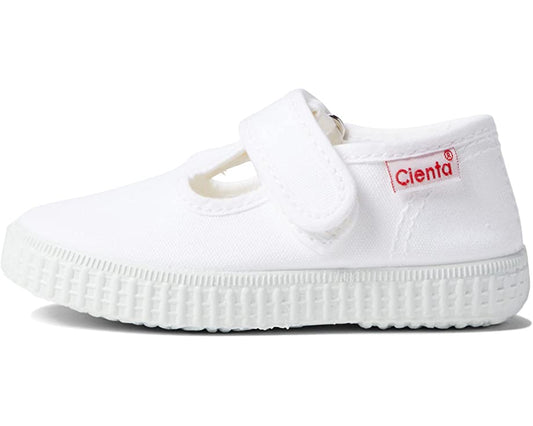 Cienta White Velcro T-Strap