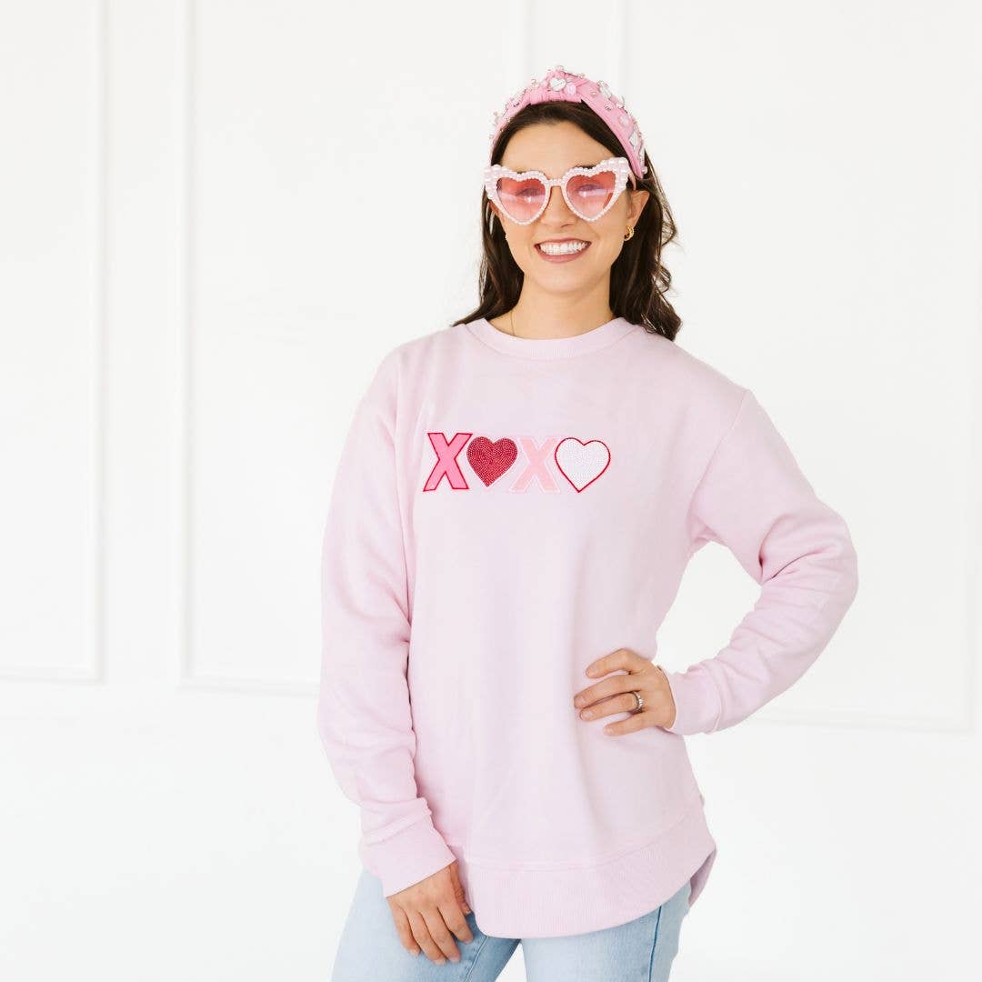 XOXO Sequin Patch Valentine's Day Women's Sweatshirt