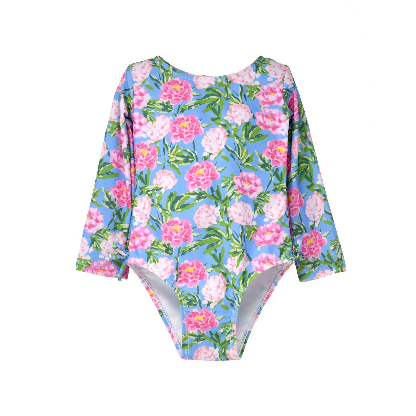 Peony Patch Long Sleeve Rash Guard Swimsuit