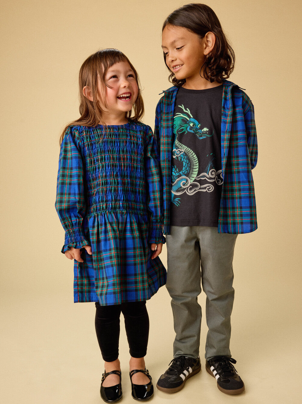 Blue Plaid Smocked Dress