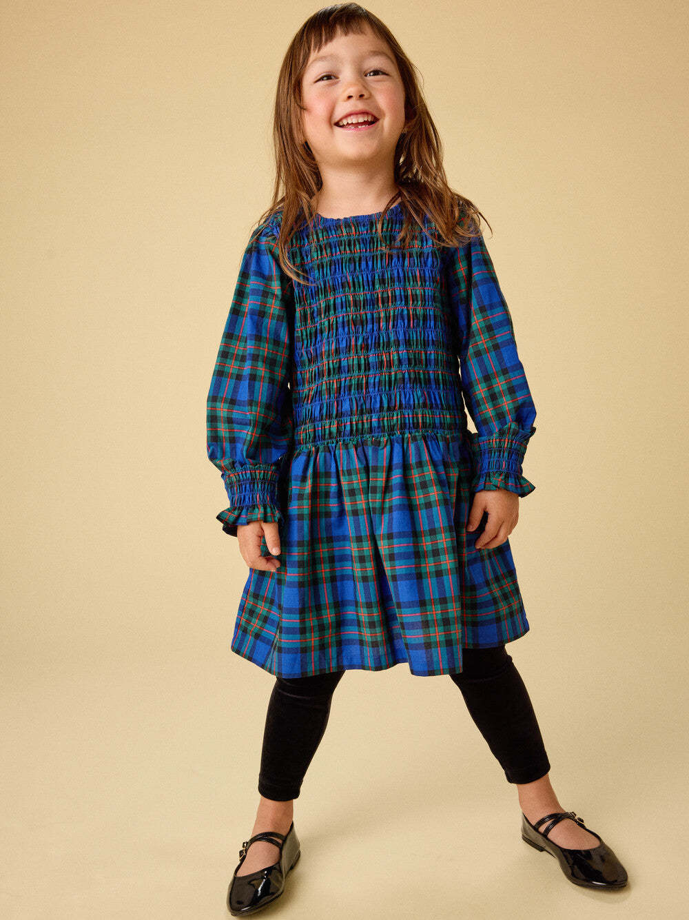 Blue Plaid Smocked Dress