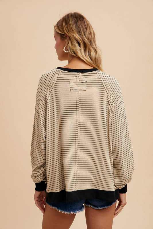 Striped Raglan Long Sleeve Top