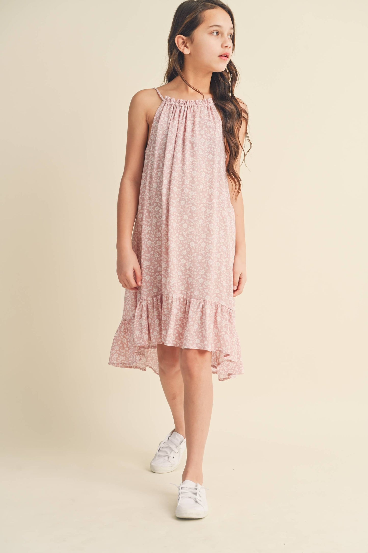 Tween Girl Halter Blush Flounce Dress