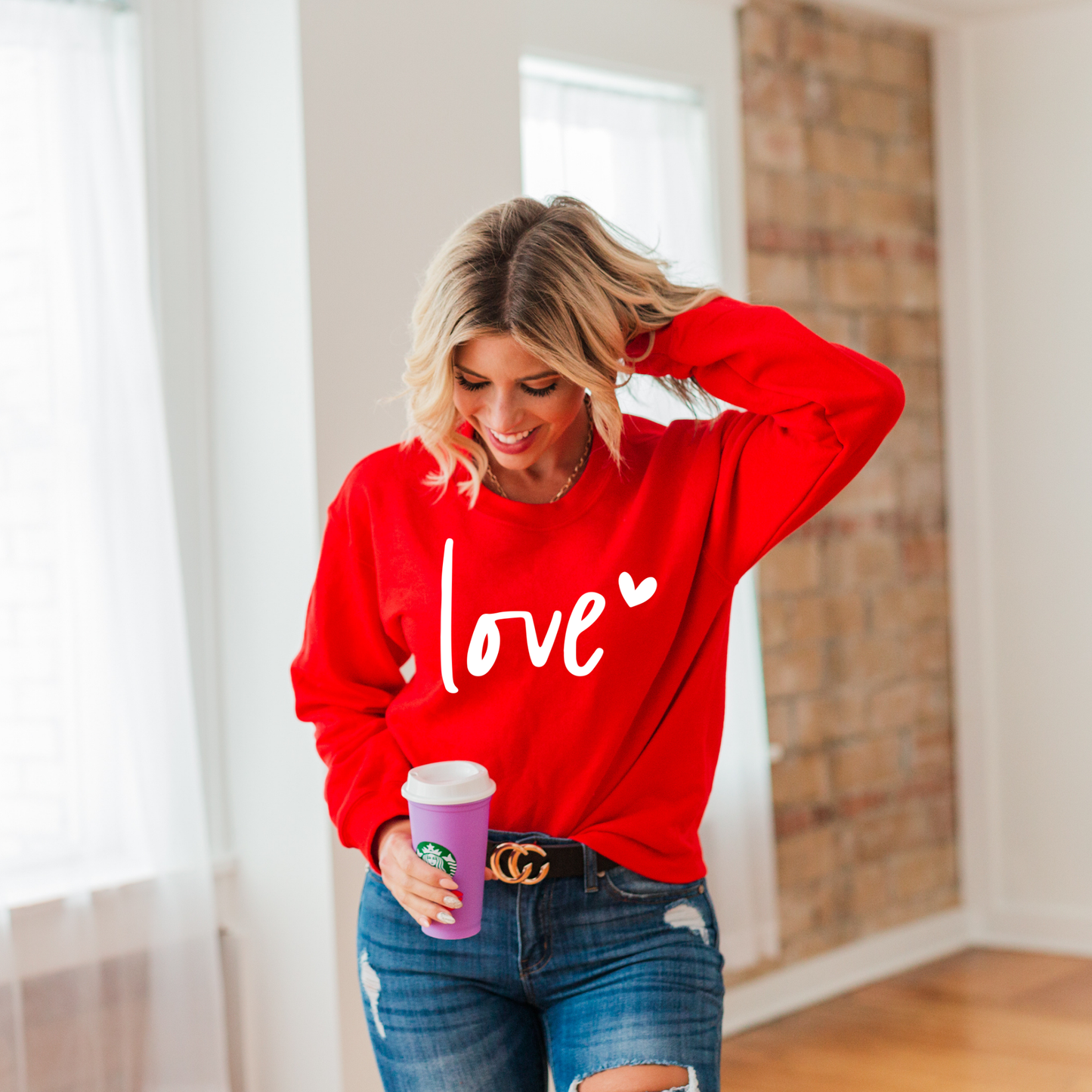 Love XOXO Valentine Adult Crewneck Sweatshirt