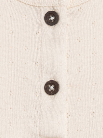 Organic Pointelle Button-Down Cardigan