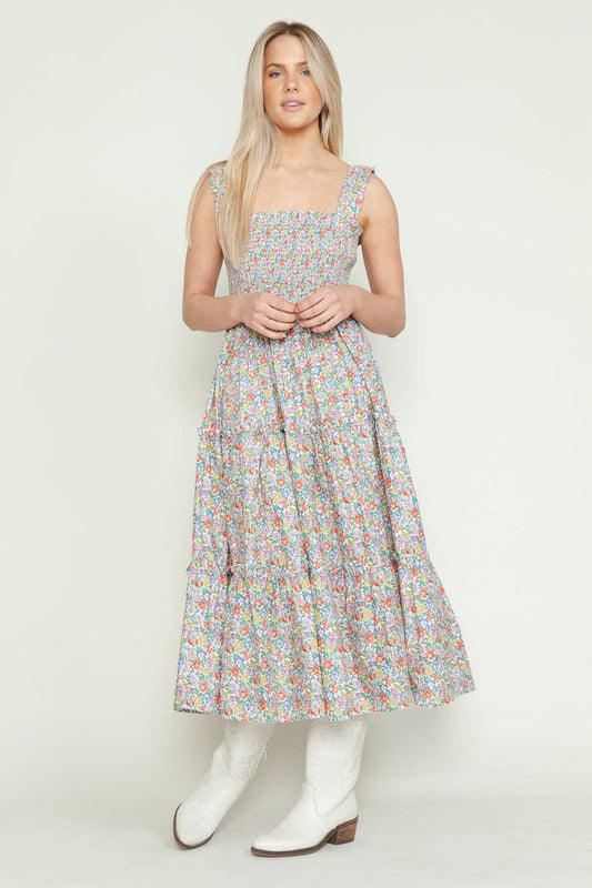 Women's Floral Multi Color Midi Dress