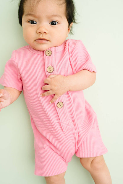 Passion Pink Ribbed Romper