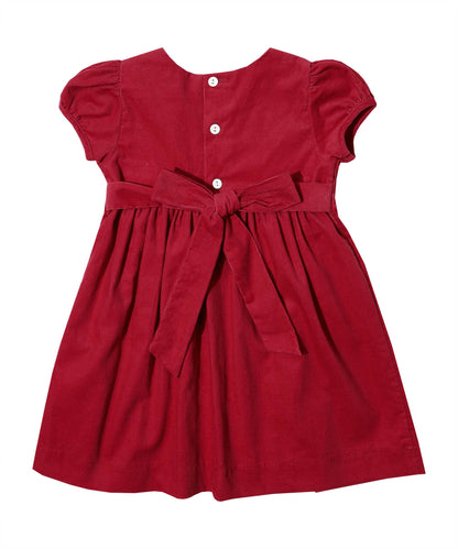 Red Smocked Corduroy Dress