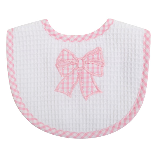 Pink Bow Appliqued Medium Bib