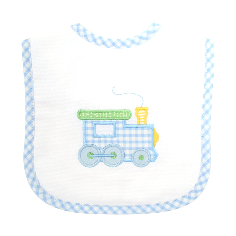 Train Appliqued Feeding Bib