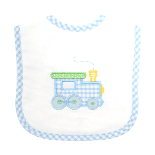 Train Appliqued Feeding Bib