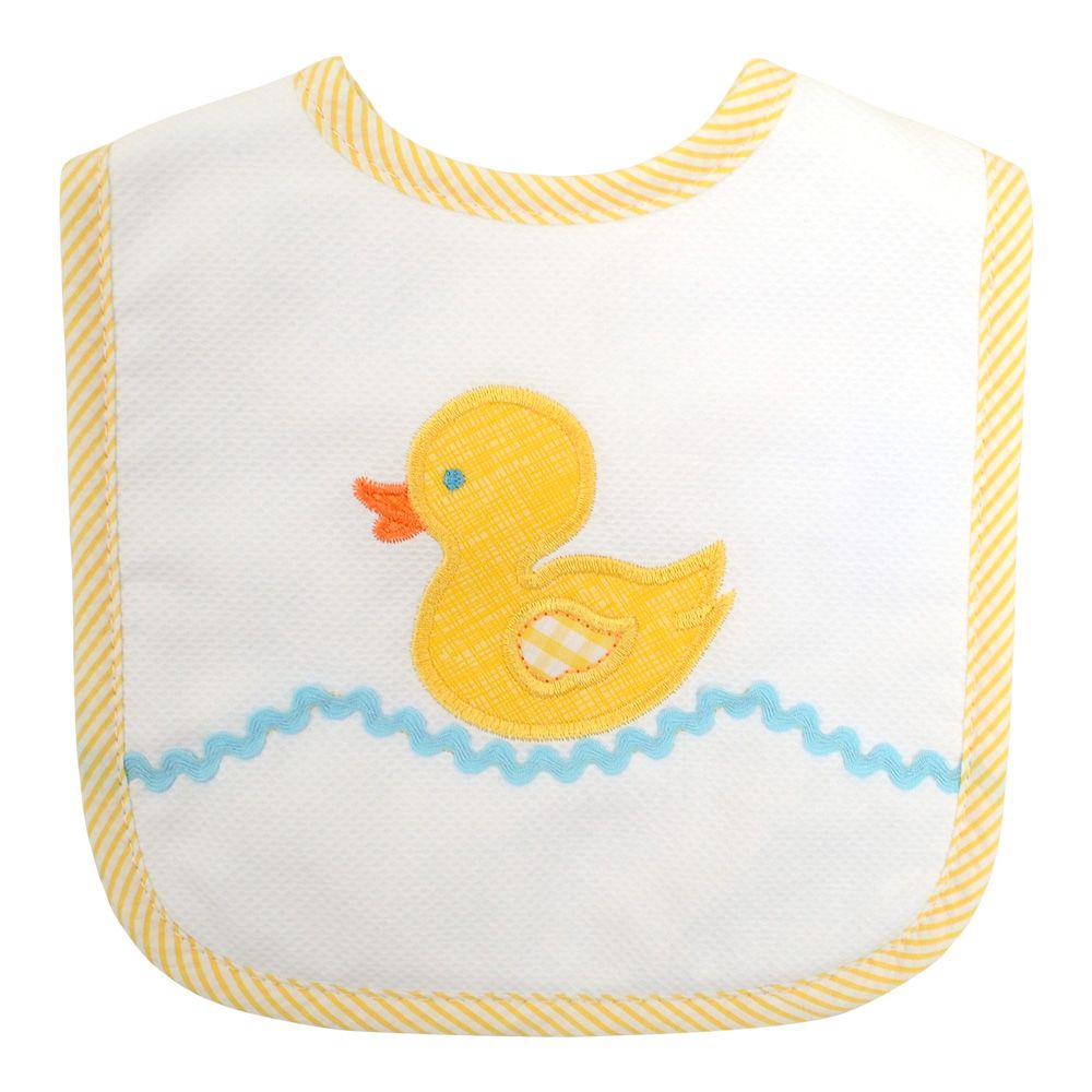 Yellow Duck Appliqued Feeding Bib