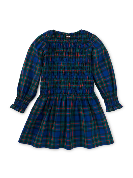 Blue Plaid Smocked Dress