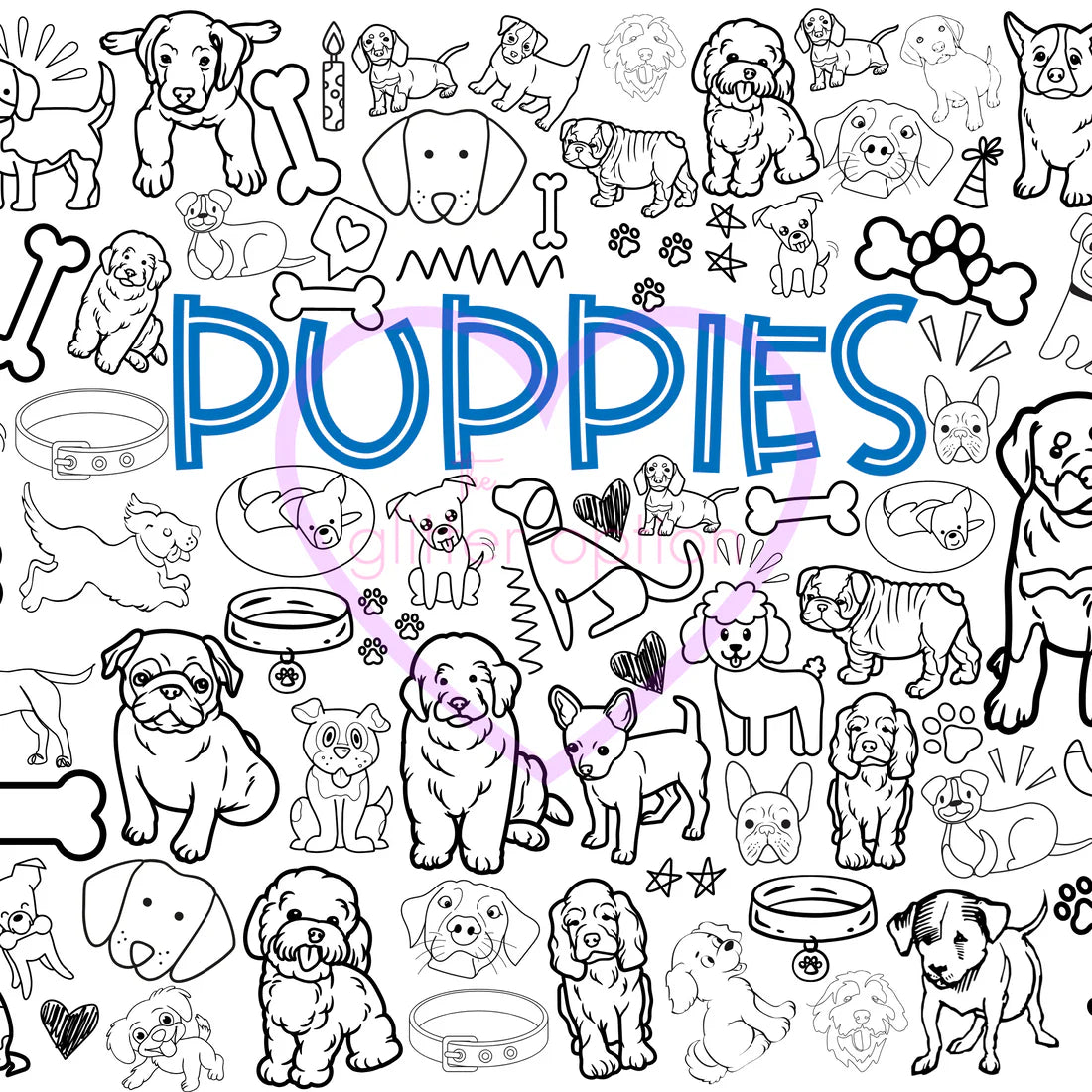 Puppies Coloring Poster