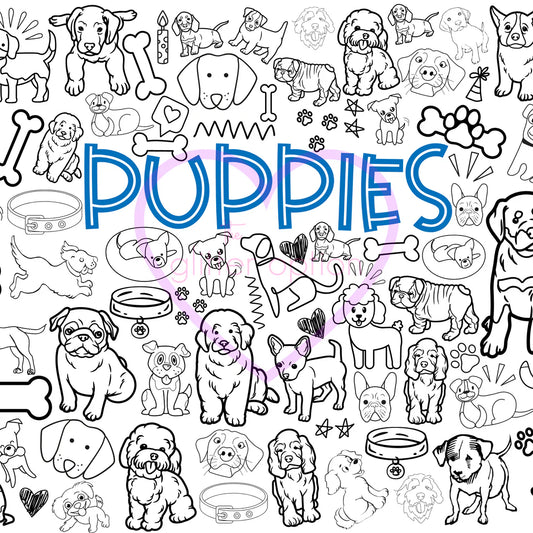 Puppies Coloring Poster